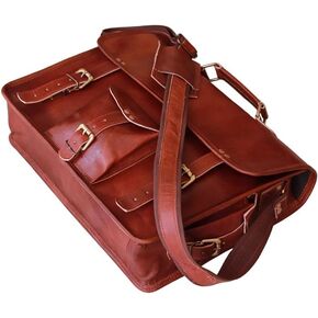 american blue leather 15" handmade leather briefcase laptop bag, shoulder bag, messenger bag brown color