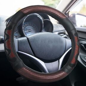 17.5-18 Inch Truck Steering Wheel Cover Leather Wheel Cover Semi-Truck Comfy Grip Cover with 3D Honeycomb Anti-Slip Design Car Accessory for Truck, Fits RV, Big Rig Trucker and Classic Car