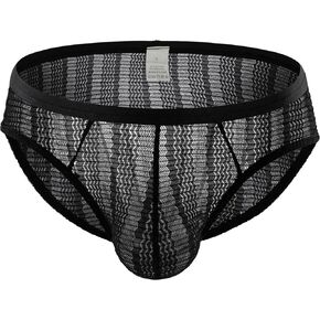 Men's Black Lace Underwear – Sexy, Breathable & Sheer Low Rise Briefs, Lightweight See-Through Lingerie for Men