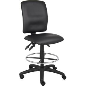 Boss Office Products B1645 Multi-Function LeatherPlus Drafting Stool without Arms in Black