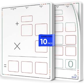 SCRIBBLEDO Multiplication Math Practice 9"x12" Small White Board Dry Erase Sheets Math Manipulatives 3rd Grade Times Table Math Supplies Teacher Students Classroom Pack of 10 Sheets