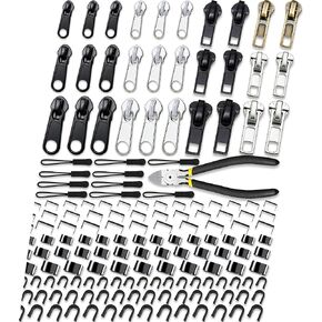 Zipper Repair Kit (159 Pieces), Zipper Replacement Kit, Replacement Zipper Slider, Jacket Zipper Replacement, Universal Zipper Fix Repair Kit for Jacket, Coat, Backpack, Luggage, Suitcase (#3#5#8)