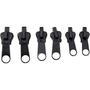6Pcs Black Zipper Repair Kit Universal Instant Zipper Fixer with Metal Slide Fix Any Instantly 3 Different Zipper Sizes Sewing Replacement Zipper
