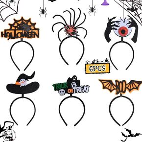 Halloween Headbands Bulk Pumpkin Devil Skull Hairband Witch Hat Headwear for Halloween Costume Cosplay Party Favors