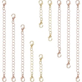 AOZUO 10PCS Necklace Extenders, 5 Size Jewelry Extenders Chain Extension Set for Women DIY Bracelet Anklet Jewelry Making(1" 2" 3" 4" 6")(Black)