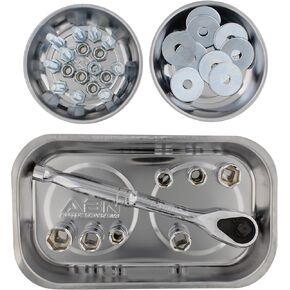 ABN Magnetic Trays 3pk - Magnetic Bowl Mechanic Metal Tray, Steel Magnet Screw and Bolt Bowls for Tools, Small Parts