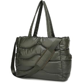 Y.U.M.C. Quilted Puffer Tote Bag for Women- Stylish Multi-Way Carrying Shoulder Bag with Laptop Compartment