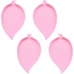 2 Pairs Plastic Bead Sorting Trays Leaf-Shaped Diamond-Paint-Art Trays with Lid Diamond Rhinestone Plate Tray Bead Painting Disc for Rhinestone Gems Beads Diamond DIY Art Craft, Pink