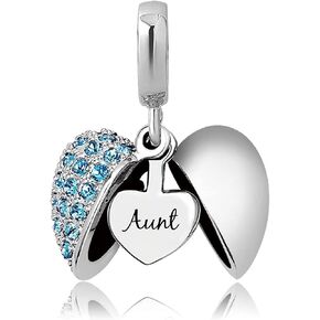 KunBead Aunt Auntie Love قلب قابل للفتح جوهرة الميلاد متدلية متوافقة مع باندورا سوار قلادة هدايا عيد الميلاد للنساء in Kuwait