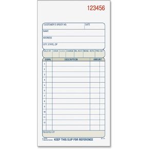 كتاب طلب مبيعات آدامز، مكون من جزأين، بدون كربون، أبيض/كناري، 3-11/32 × 7-3/16 بوصة، 50 مجموعة في كل كتاب، حزمة من 6 قطع