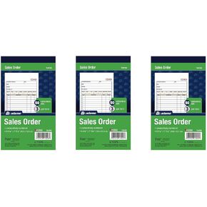 Adams Sales Order Book, 3-Part, Carbonless, 4-3/16" X 7-3/16" Inch, 50 Sets, White, Canary and Pink (TC4705)- 3PACK