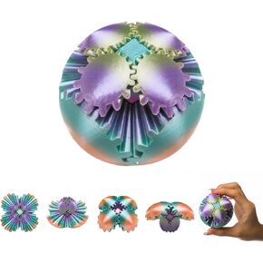 MerryXD Gear Ball Fidget Toy,GearSphere Desk 3D Printed Perfect for Stress and Anxiety Relaxing Fidget Toy Gear Fidget Sphere Activity Gear Ball for Adults E