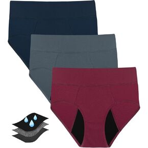 Period Underwear For Women, Leak-Proof 2.0, Heavy Flow, High Waisted, Postpartum, Menstrual Briefs, 3 Pack