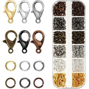 960 pcs 6 Colors Lobster Claw Clasp Jump Rings for Jewelry Making Kit Open Jump Rings Repair Kit Necklace Jewelry Finding Kits for DIY Jewelry Making Keychains Bracelet