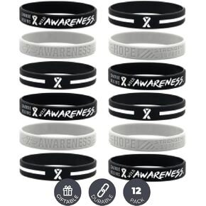 Inkstone White Awareness Ribbon Bracelets Silicone Rubber Wristbands Symbolize Hope Courage Strength and Support…