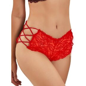 ohmydear Lace Boyshorts Panties for Women Sexy V-Waist Shorts High Waist Plus Size Cheeky Underwear