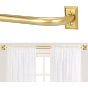 Gold Wrap Around Curtain Rods,Gold Curtain Rods for windows 66 to 120 Inch(5.5-10Ft),Adjustable Blackout Curtain Rod,1" Diameter Window Curtains Rod,Room Darkening Drapery Rods 66-120",Brushed Gold