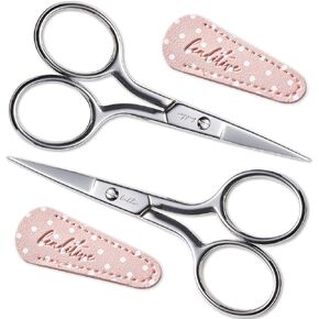 Beaditive Classic Embroidery Scissors with Leather Sheaths - Sewing, Embroidery, Crafting - Stainless Steel Pink