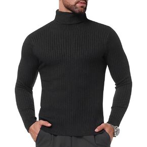 SILKWORLD Men's Slim Fit Turtleneck Sweater Pullover Sweaters with Twist Patterned Knitted Casual Thermal Sweaters