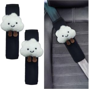 Fluffy Cloud Car Seat Belt Pads - Cute Seat Belt Covers for More Comfortable Driving - Safety Seatbelt Shoulder Strap Cushion Protect Shoulder and Neck - Backpack Shoulder Pad for Kids Adults (2PCS)