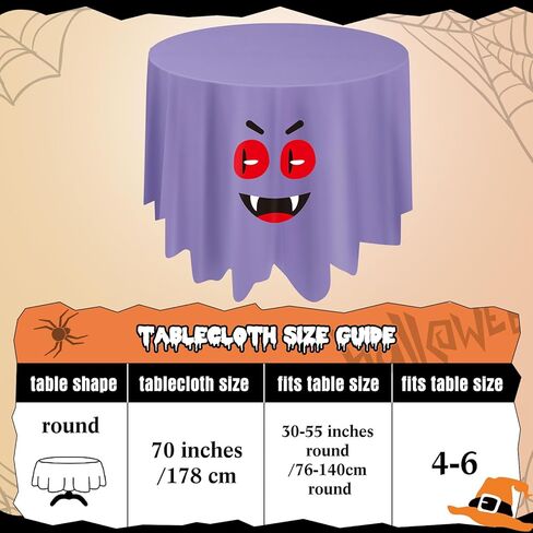 4 Pack Round Halloween Tablecloth 70 Inch Vampire Bat Ghost Pumpkin Table Cloths Halloween Polyester Washable Table Covers for Kitchen Dining Room Halloween Party Decorations in Kuwait