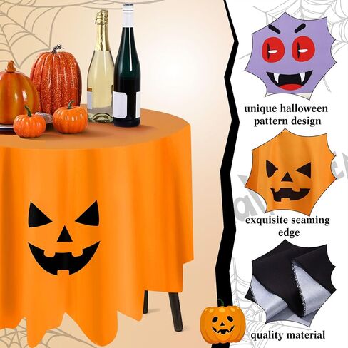 4 Pack Round Halloween Tablecloth 70 Inch Vampire Bat Ghost Pumpkin Table Cloths Halloween Polyester Washable Table Covers for Kitchen Dining Room Halloween Party Decorations in Kuwait