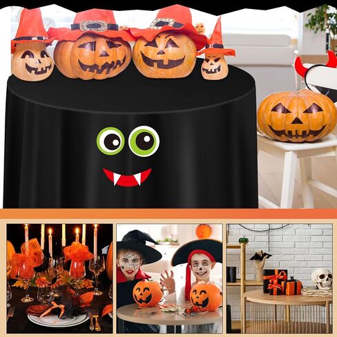 4 Pack Round Halloween Tablecloth 70 Inch Vampire Bat Ghost Pumpkin Table Cloths Halloween Polyester Washable Table Covers for Kitchen Dining Room Halloween Party Decorations in Kuwait