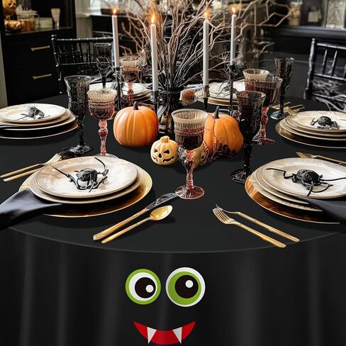 4 Pack Round Halloween Tablecloth 70 Inch Vampire Bat Ghost Pumpkin Table Cloths Halloween Polyester Washable Table Covers for Kitchen Dining Room Halloween Party Decorations in Kuwait