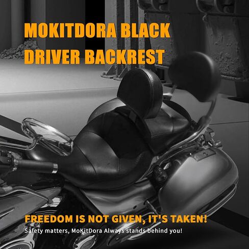 مسند ظهر للسائق الأسود من MoKitDora سهل التشغيل/الإيقاف من Sissy Bar Plug-in Back Rest PU Pad متوافق مع Kawasaki Vulcan VN1700 Nomad/Voyager/Classic in Saudi Arabia