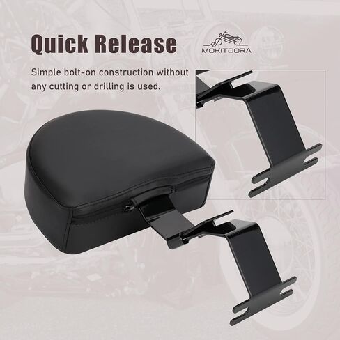 مسند ظهر للسائق الأسود من MoKitDora سهل التشغيل/الإيقاف من Sissy Bar Plug-in Back Rest PU Pad متوافق مع Kawasaki Vulcan VN1700 Nomad/Voyager/Classic in Saudi Arabia