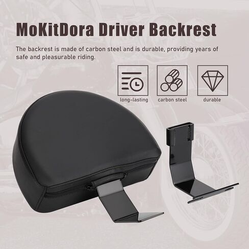 مسند ظهر للسائق الأسود من MoKitDora سهل التشغيل/الإيقاف من Sissy Bar Plug-in Back Rest PU Pad متوافق مع Kawasaki Vulcan VN1700 Nomad/Voyager/Classic in Saudi Arabia