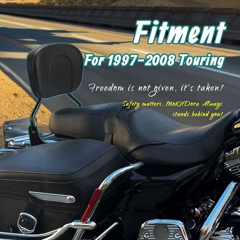 مسند ظهر MoKitDora Passenger Touring Sissy Bar متوافق مع Harley Road King Road Glide Street Glide Electra Glide 1997-2008، أسود in Saudi Arabia