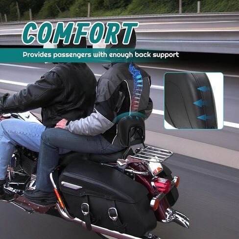 مسند ظهر MoKitDora Passenger Touring Sissy Bar متوافق مع Harley Road King Road Glide Street Glide Electra Glide 1997-2008، أسود in Saudi Arabia