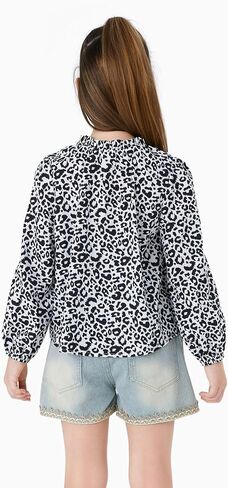 PATPAT Floral Blouses Shirts for Girls： Long Sleeve Chiffon Casual - Preppy Clothes for Tween Girl Fashion 6-12 Years in Saudi Arabia