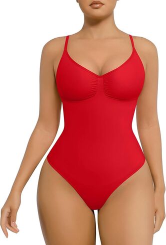 ملابس داخلية للتحكم في البطن من FeelinGirl للنساء نحت الخصر المنتزع بدلة للجسم ثونغ أحمر 3XL-4XL in Saudi Arabia