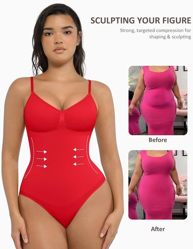 ملابس داخلية للتحكم في البطن من FeelinGirl للنساء نحت الخصر المنتزع بدلة للجسم ثونغ أحمر 3XL-4XL in Saudi Arabia