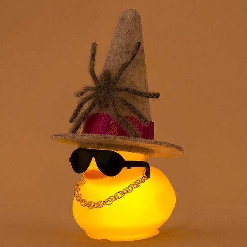 wonuu Scary Spider Rubber Duck with Light for Halloween Decoration Car Ornament Home Decor Mini Ducky All Saints Day Cosplay Ducks with Sunglasses Necklace, Assemble Needed, Black Red Hat in Saudi Arabia