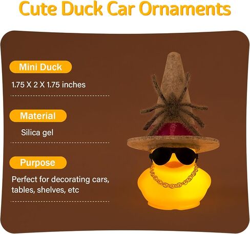 wonuu Scary Spider Rubber Duck with Light for Halloween Decoration Car Ornament Home Decor Mini Ducky All Saints Day Cosplay Ducks with Sunglasses Necklace, Assemble Needed, Black Red Hat in Saudi Arabia