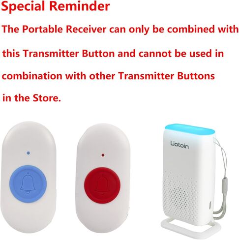 Wireless Caregiver Pager Waterproof Call Button for Elderly/Patients /Disable 600ft Operating Range （Only Works When paired with a Liotoin Receiver） Without Receiver in Saudi Arabia