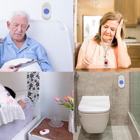 Wireless Caregiver Pager Waterproof Call Button for Elderly/Patients /Disable 600ft Operating Range （Only Works When paired with a Liotoin Receiver） Without Receiver in Saudi Arabia
