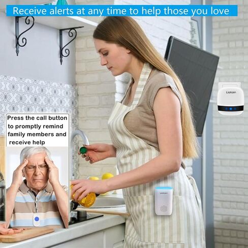 Wireless Caregiver Pager Waterproof Call Button for Elderly/Patients /Disable 600ft Operating Range （Only Works When paired with a Liotoin Receiver） Without Receiver in Saudi Arabia