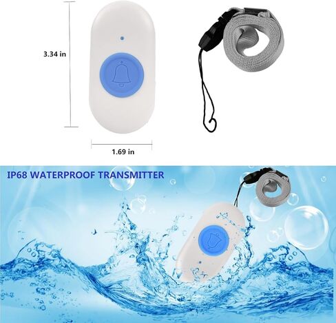 Wireless Caregiver Pager Waterproof Call Button for Elderly/Patients /Disable 600ft Operating Range （Only Works When paired with a Liotoin Receiver） Without Receiver in Saudi Arabia