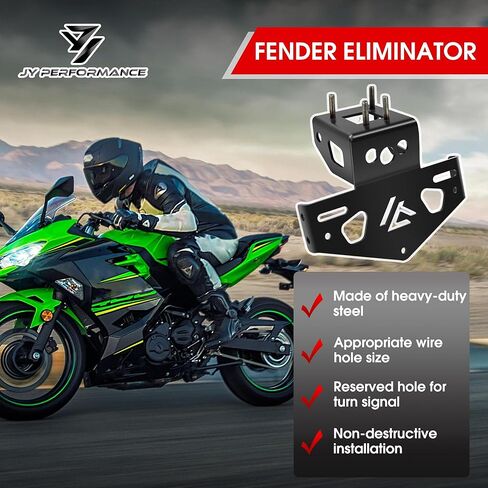 مزيل الحاجز من JY PERFORMANCE متوافق مع Kawasaki Ninja 400 Z400 2018-2023، Ninja 250 2018 2019 حامل لوحة الترخيص in Kuwait