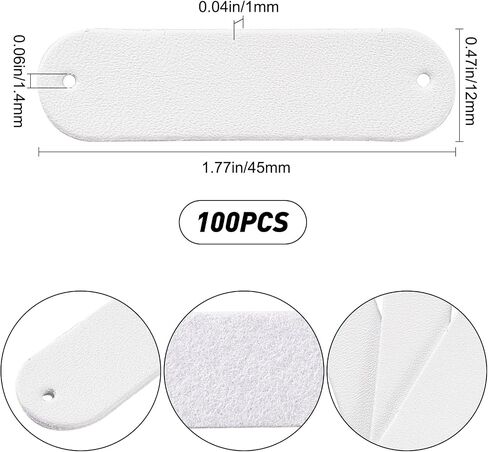 GORGECRAFT 100Pcs Handmade Leather Labels Faux Leather Blank Tags with Holes for Jeans Shoes Bags Garment Embellishment DIY Crafts Knitting Hats Clothing Sewing Accessories, White in Saudi Arabia