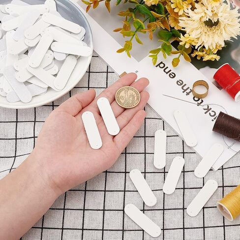 GORGECRAFT 100Pcs Handmade Leather Labels Faux Leather Blank Tags with Holes for Jeans Shoes Bags Garment Embellishment DIY Crafts Knitting Hats Clothing Sewing Accessories, White in Saudi Arabia