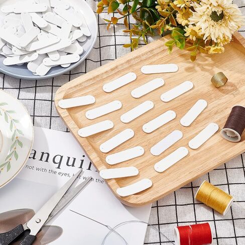 GORGECRAFT 100Pcs Handmade Leather Labels Faux Leather Blank Tags with Holes for Jeans Shoes Bags Garment Embellishment DIY Crafts Knitting Hats Clothing Sewing Accessories, White in Saudi Arabia