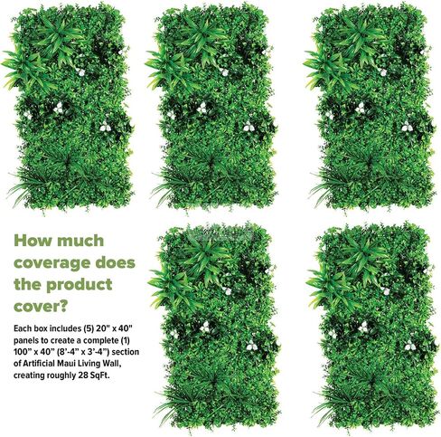 Artificial Rainforest Living Wall Vertical Garden for Outdoor Hedge Installments or Indoor Decor (5 Pack) 28 SQF in Saudi Arabia