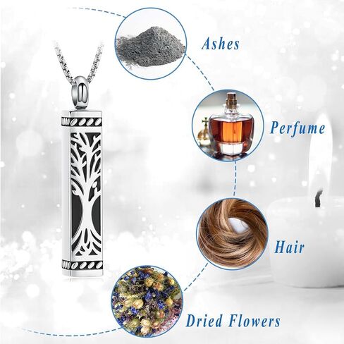 Imrsanl Tree of Life Urn Necklace for Men Women Bar Cremation Jewelry for Ashes Keepsake Ashes Necklace Pendent in Saudi Arabia