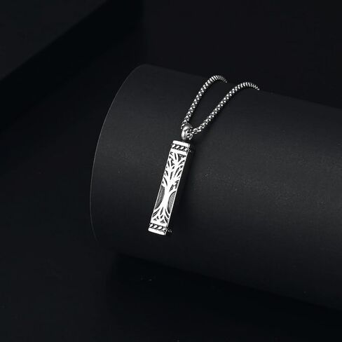 Imrsanl Tree of Life Urn Necklace for Men Women Bar Cremation Jewelry for Ashes Keepsake Ashes Necklace Pendent in Saudi Arabia