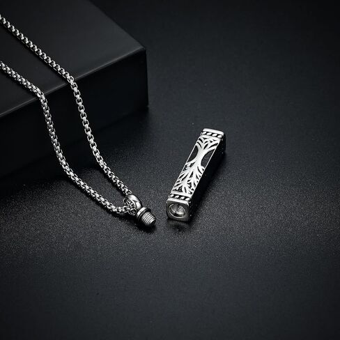 Imrsanl Tree of Life Urn Necklace for Men Women Bar Cremation Jewelry for Ashes Keepsake Ashes Necklace Pendent in Saudi Arabia